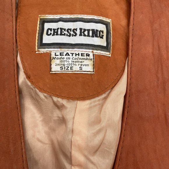 Vintage 1970s Chess King Rust Colored Men's S Leather Vest Unisex - Picture 4 of 4